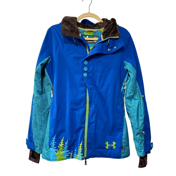 NEW! Under Armour S Ski/Snowboard MTN Jacket $199 Brimmed Hood Bright Blue - Picture 1 of 10